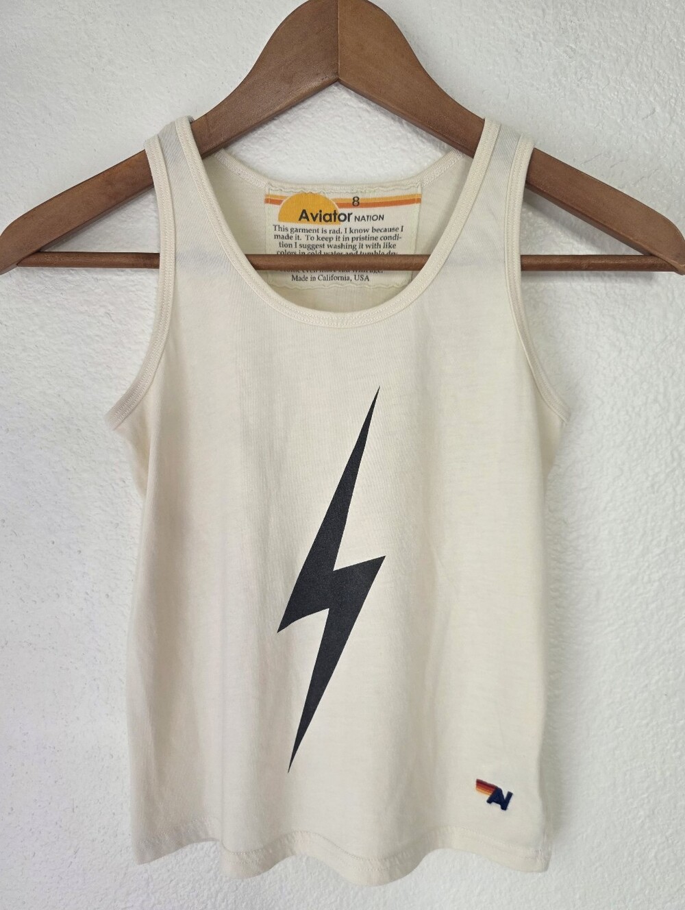 Aviator Nation Kids Bolt Tee, Size 8, Cream color
